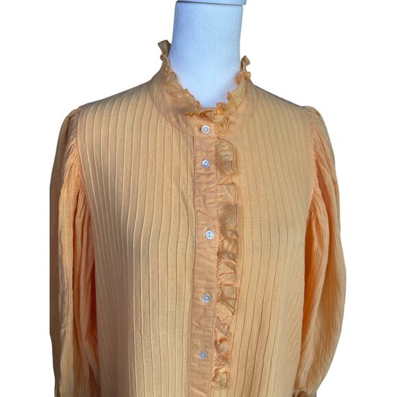 Antik Batik Yvonne Blouse Large Top Mango Victorian-inspired Puffy Sleeves Ruffl - Picture 3 of 13